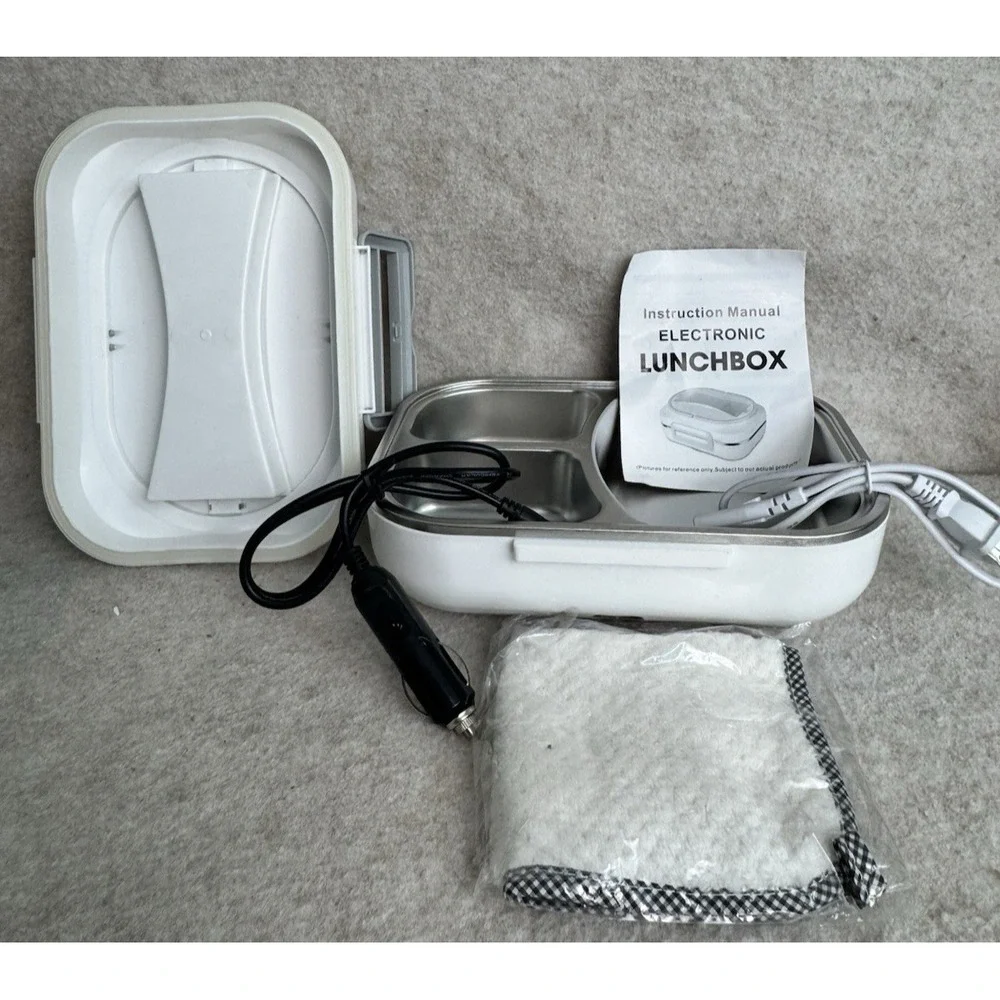 JMCQOO Portable Electric Lunch Box, Silverware And‎ Power Cords